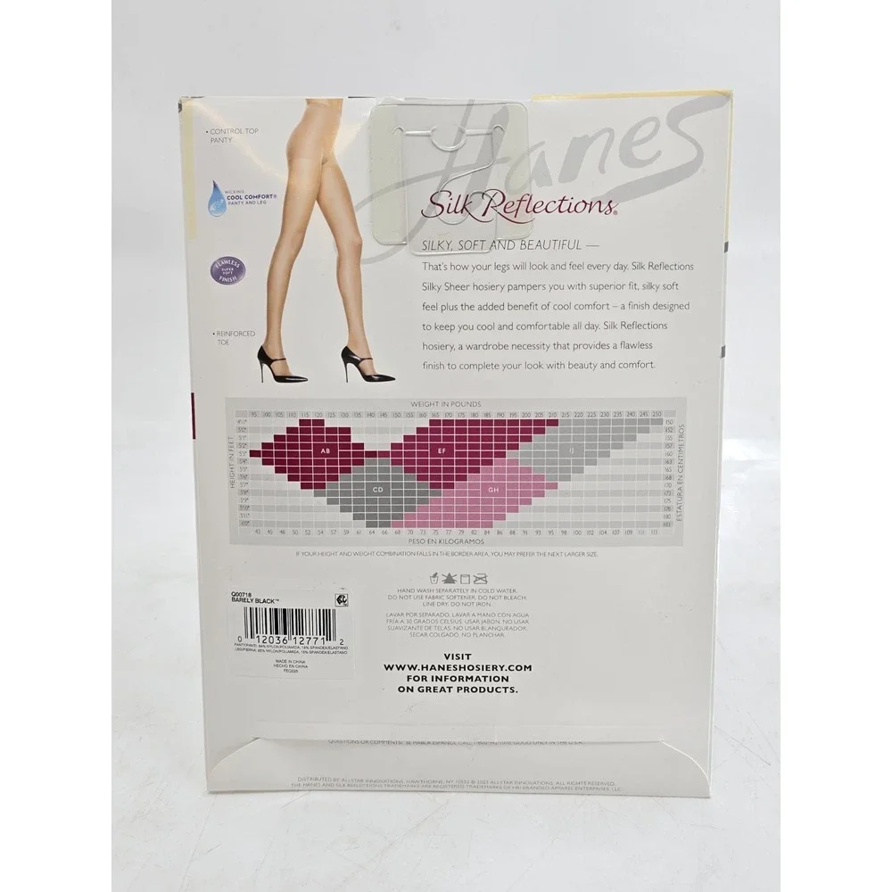 NEW Hanes Silk Reflections Control Top Reinforced Toe Pantyhose 718 EF SilkSheer